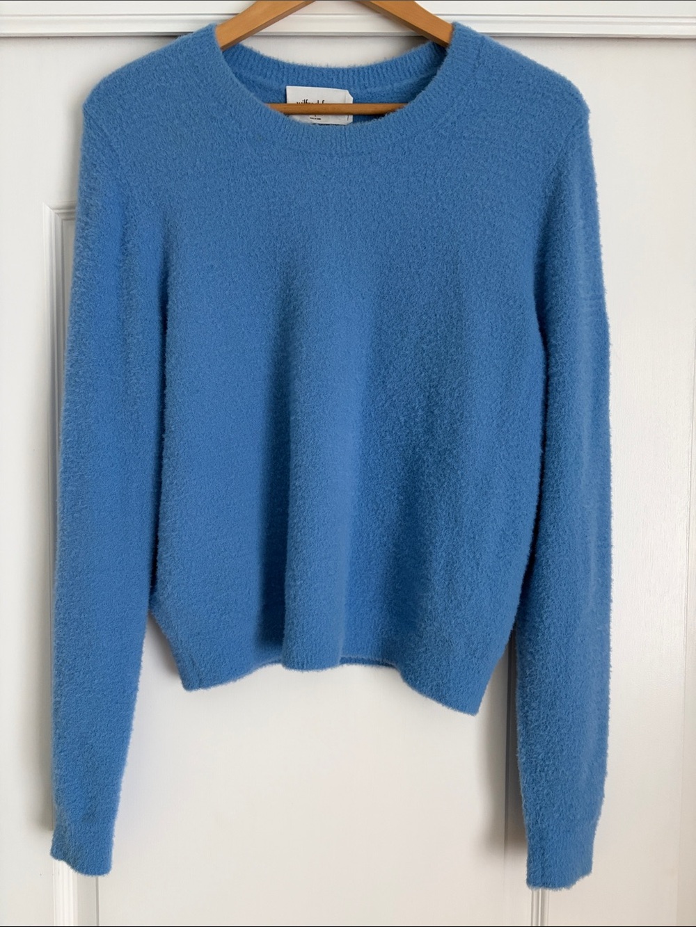 Aritzia Wilfred Free Fuzzy Plush Sweater Blue Eyelash Knit Crewneck Large